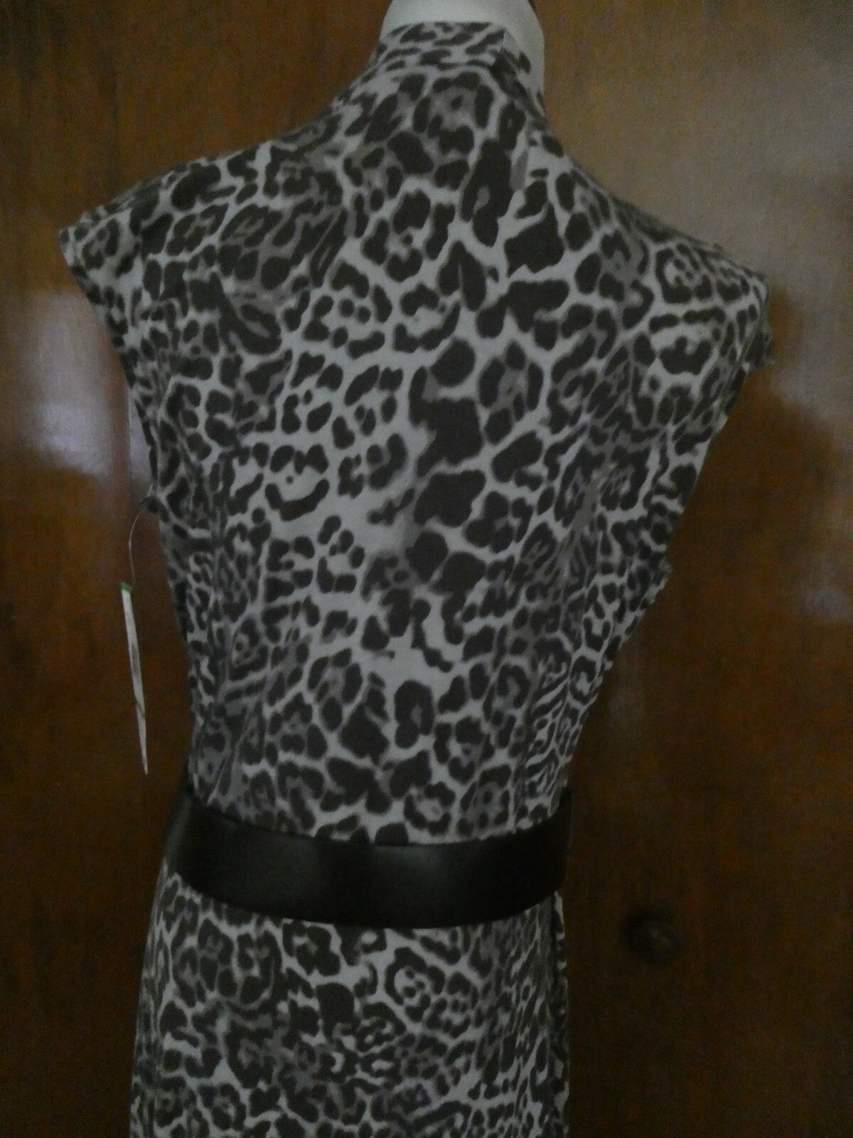 Jones New York Collection women's brown multicolor sleeveless belted dress Large