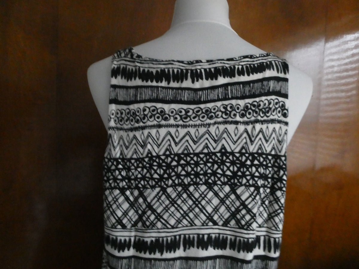 Sweaterworks Women's Top Black White Crochet Trim Cotton Rayon Size Large $68