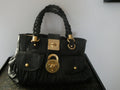 Steven by Steve Madden Women’s Black Genuine Leather Shoulder Bag Gold Turn Lock
