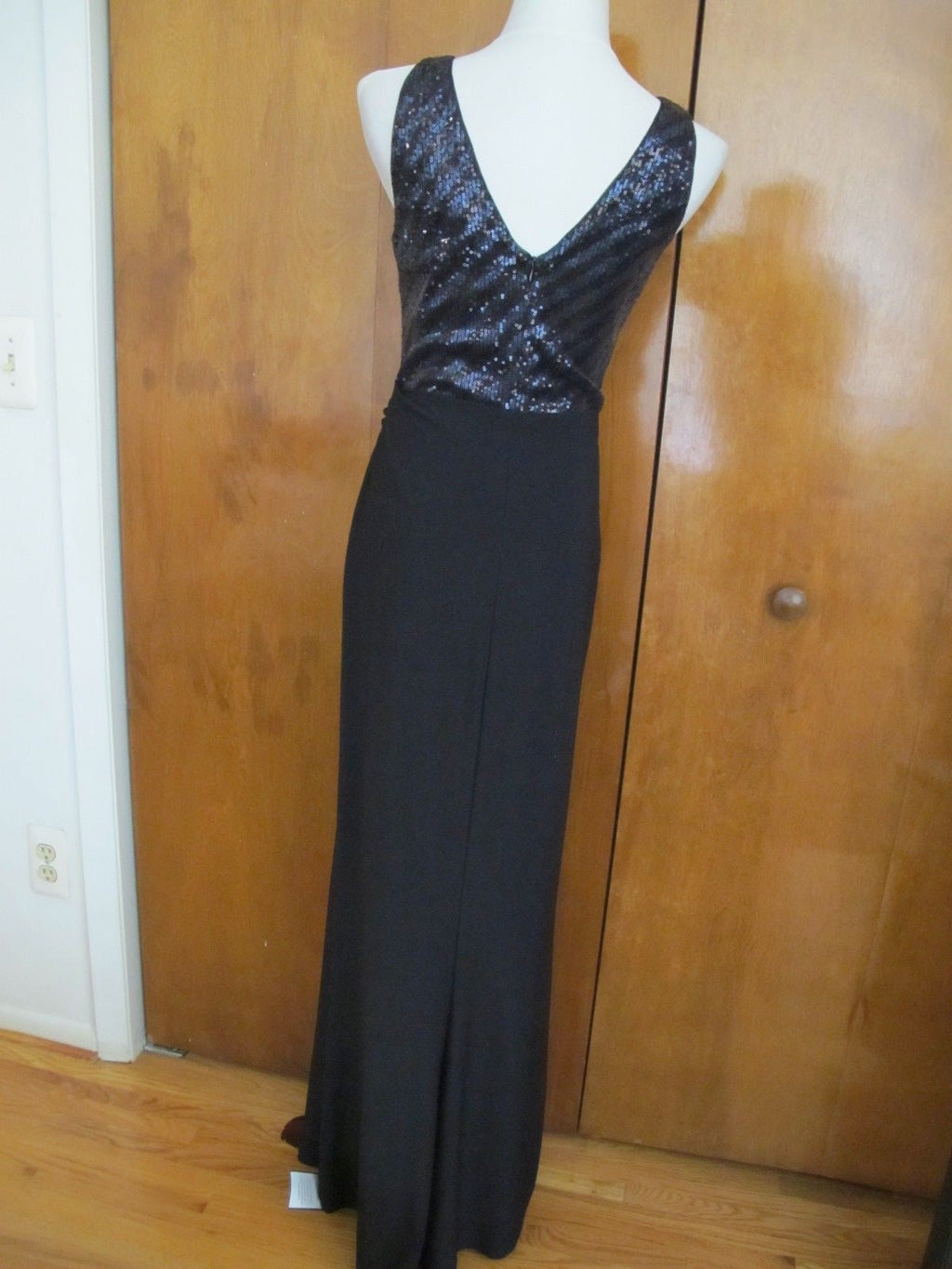 Ralph Lauren Women's Black Navy Shine Lined Faux Wrap Evening Dress Size 6 New