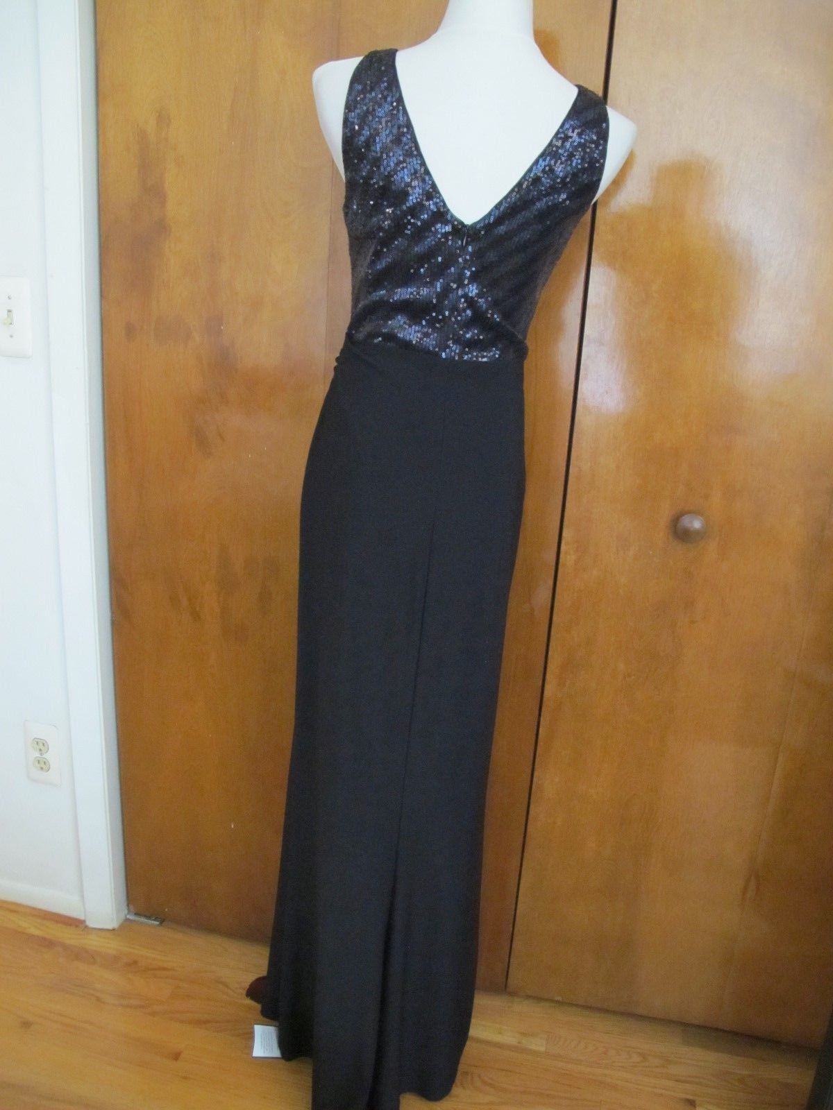 Ralph Lauren Women's Black Navy Shine Lined Faux Wrap Evening Dress Size 6 New