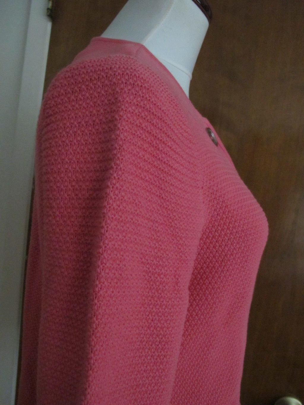 Jones New York Signature Womens Pink Buttoned Pocketed 3/4 Sleeves Jacket Large 