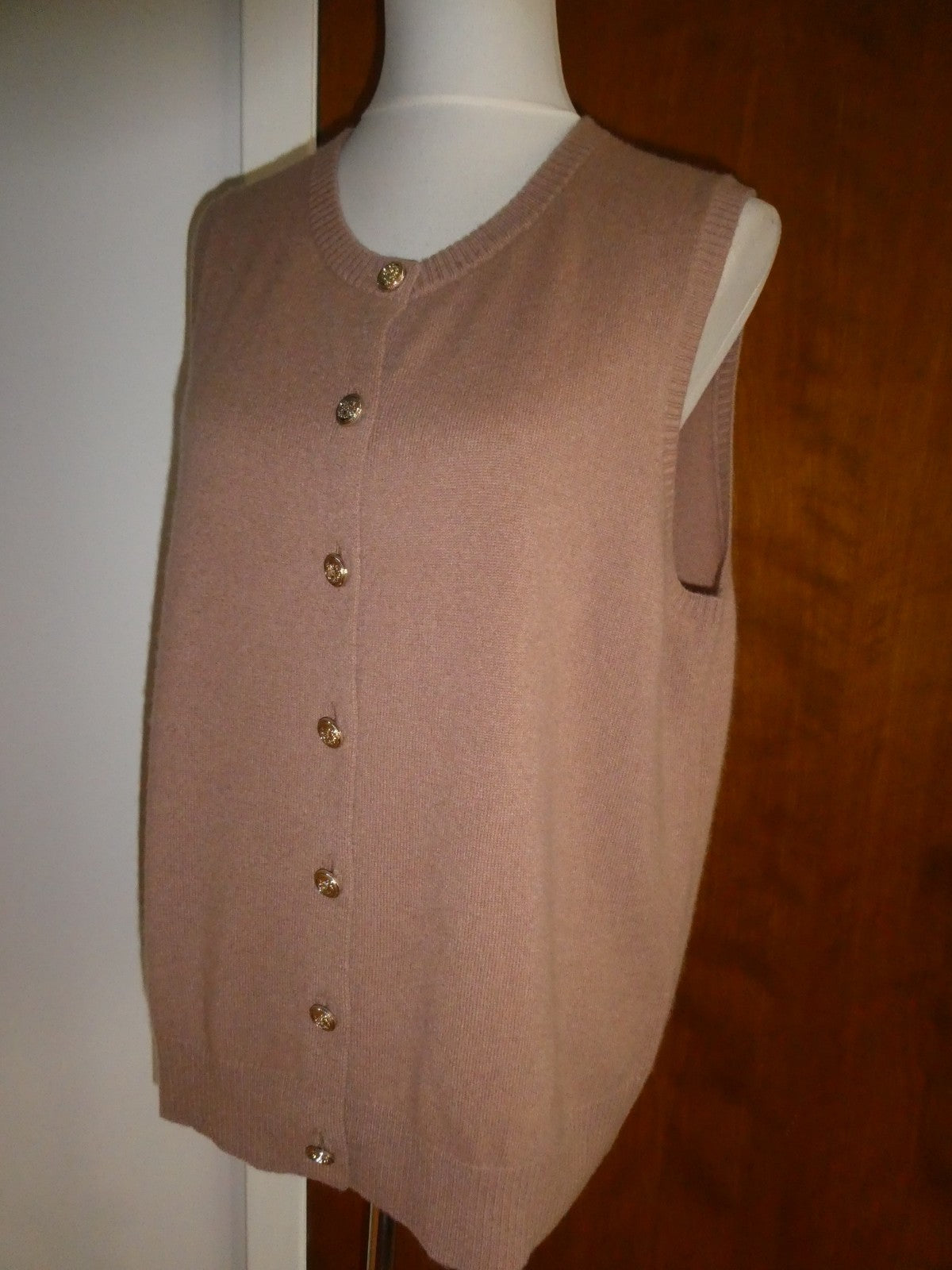 Bloomingdale's 100% Cashmere Button Front Sweater Vest Camel Size XL $178 NWT