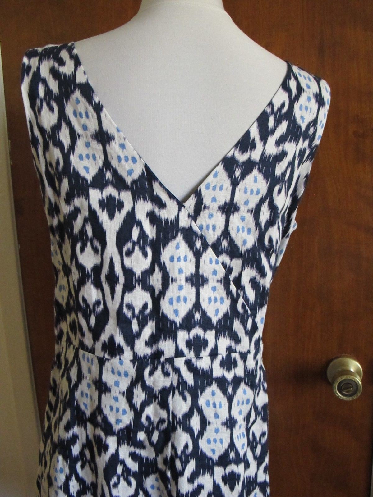 Gap Women's Navy White Linen Lined Dress Size 18 (fits size 16)