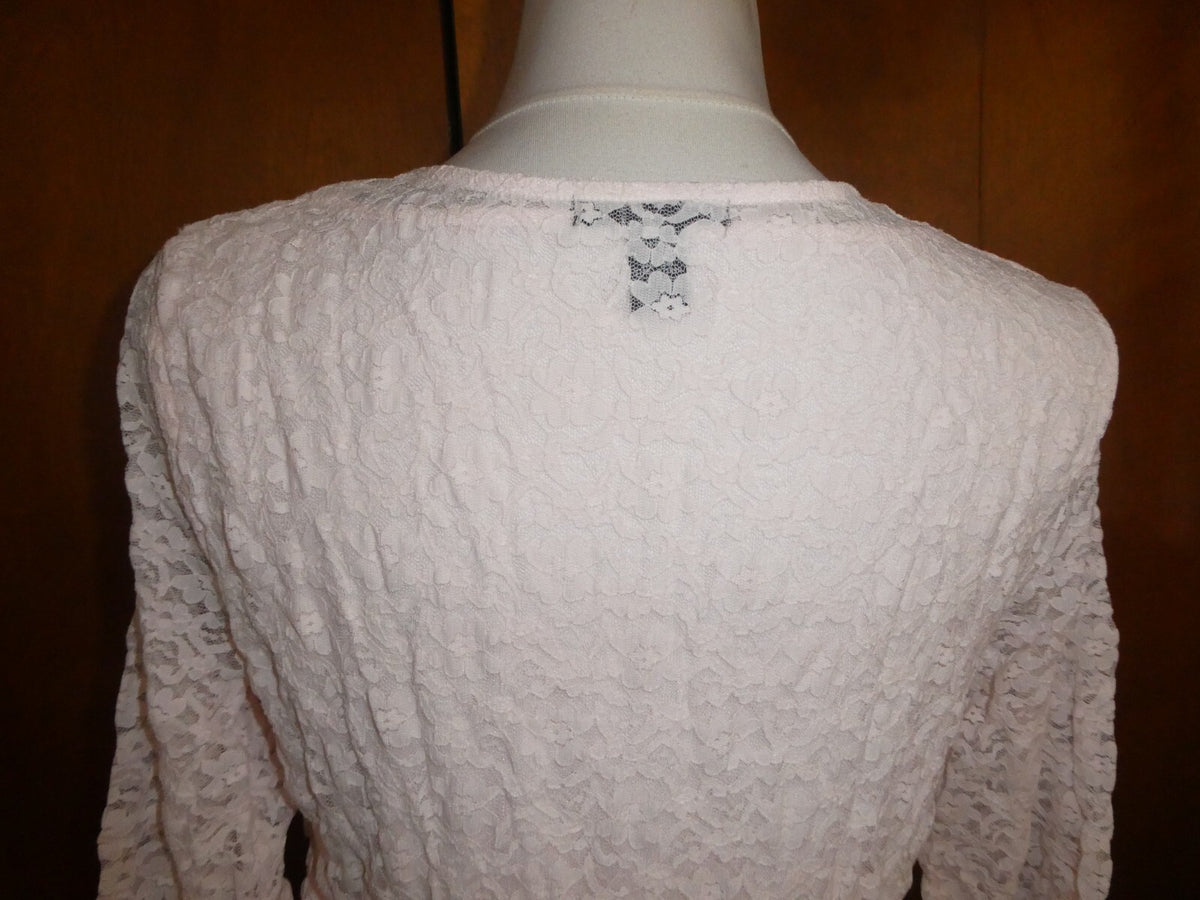 ALFANI Women's Sugar Pink Fringe-textured Sheer Lined Blouse Shirt Top Large