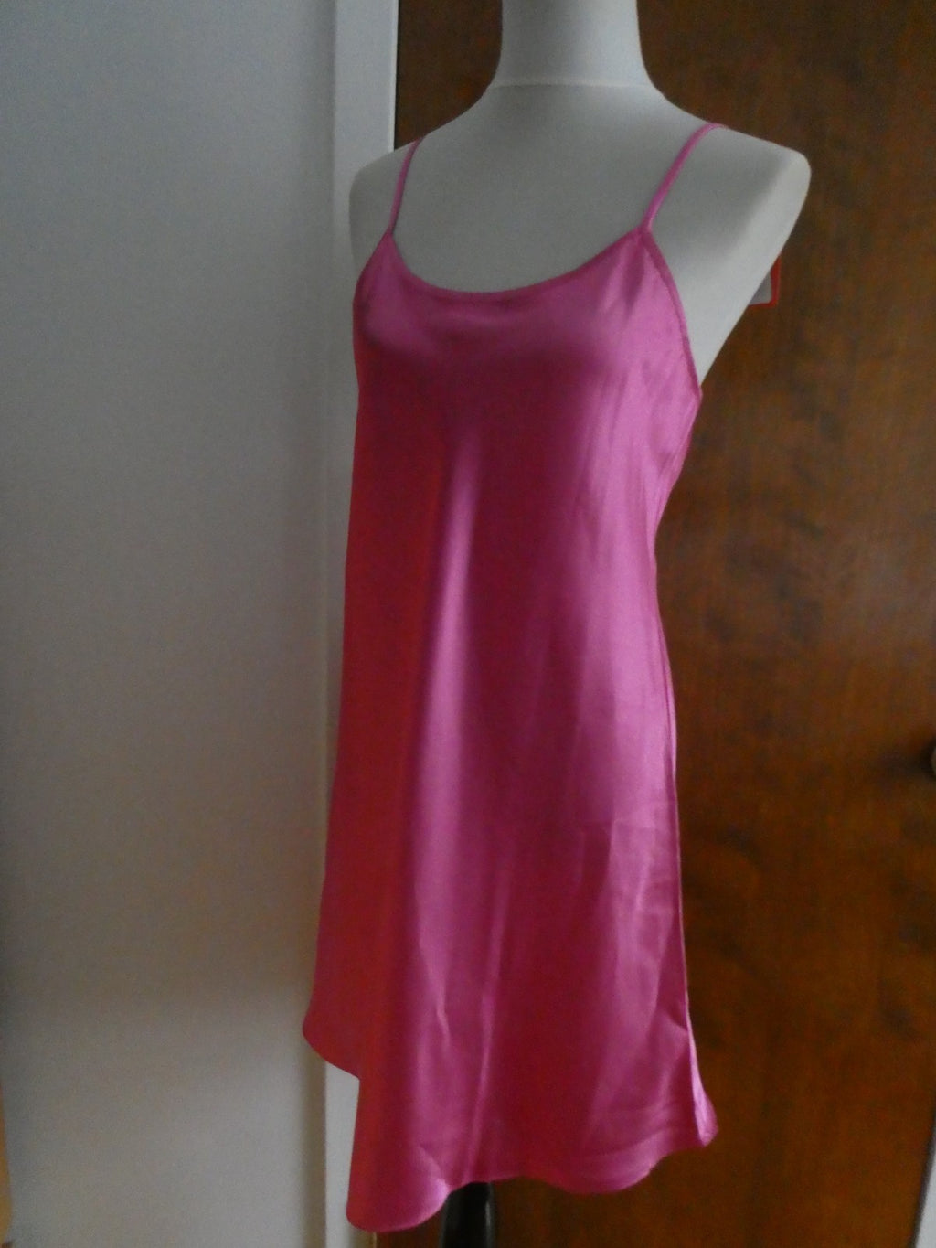 LACE Lingerie Satin Pink Chemise Slip Dress Made in Israel Sz XLarge(fits large)