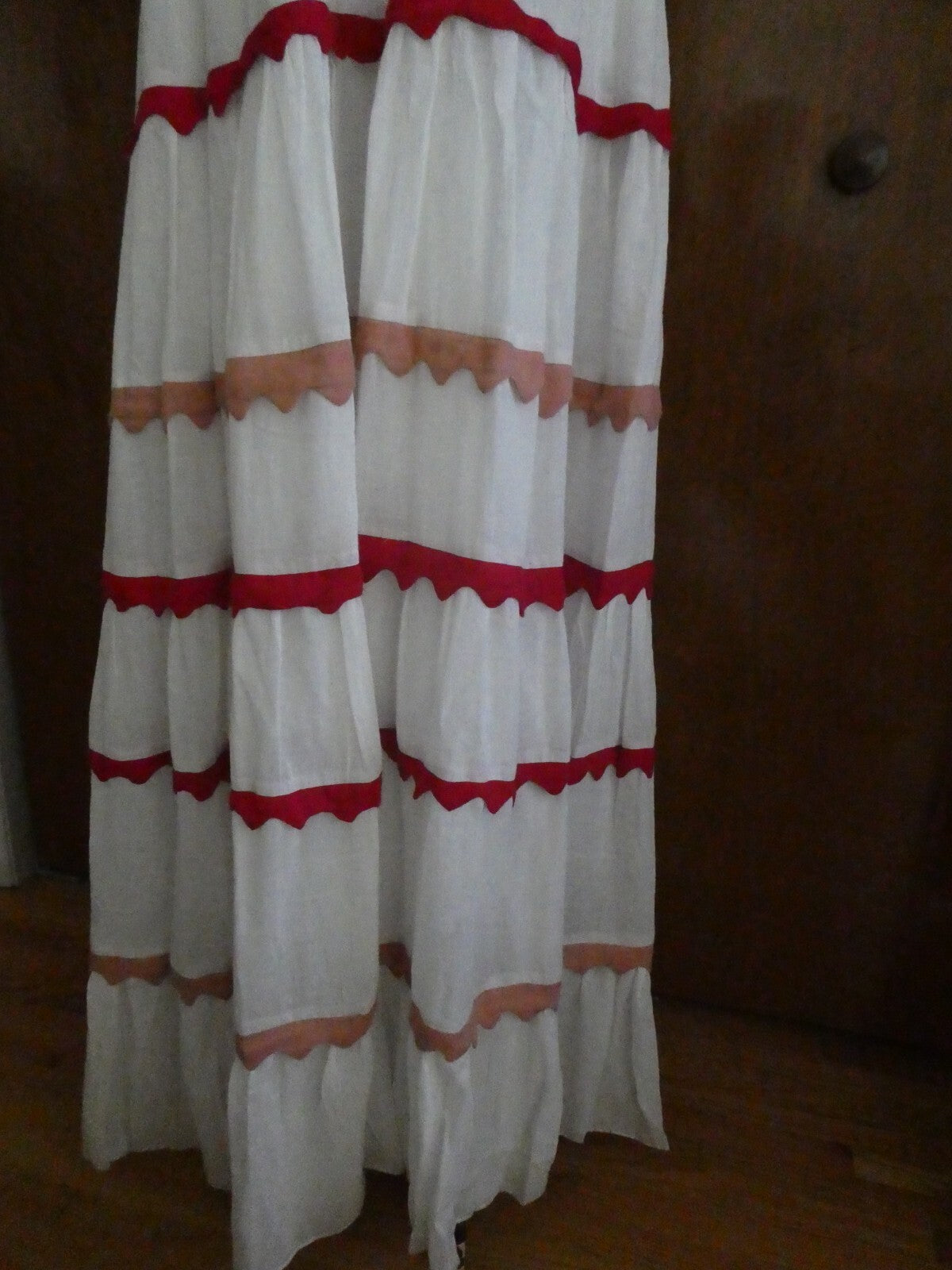 Anthropologie  Carolina K White/Red Lined Maxi Marieta Dress XSP (fits Large)
