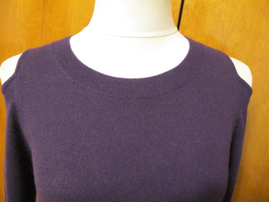 Bloomingdale Aqua Women's Purple Amethyst Cashmere Soft Cold-Shoulder Sweater