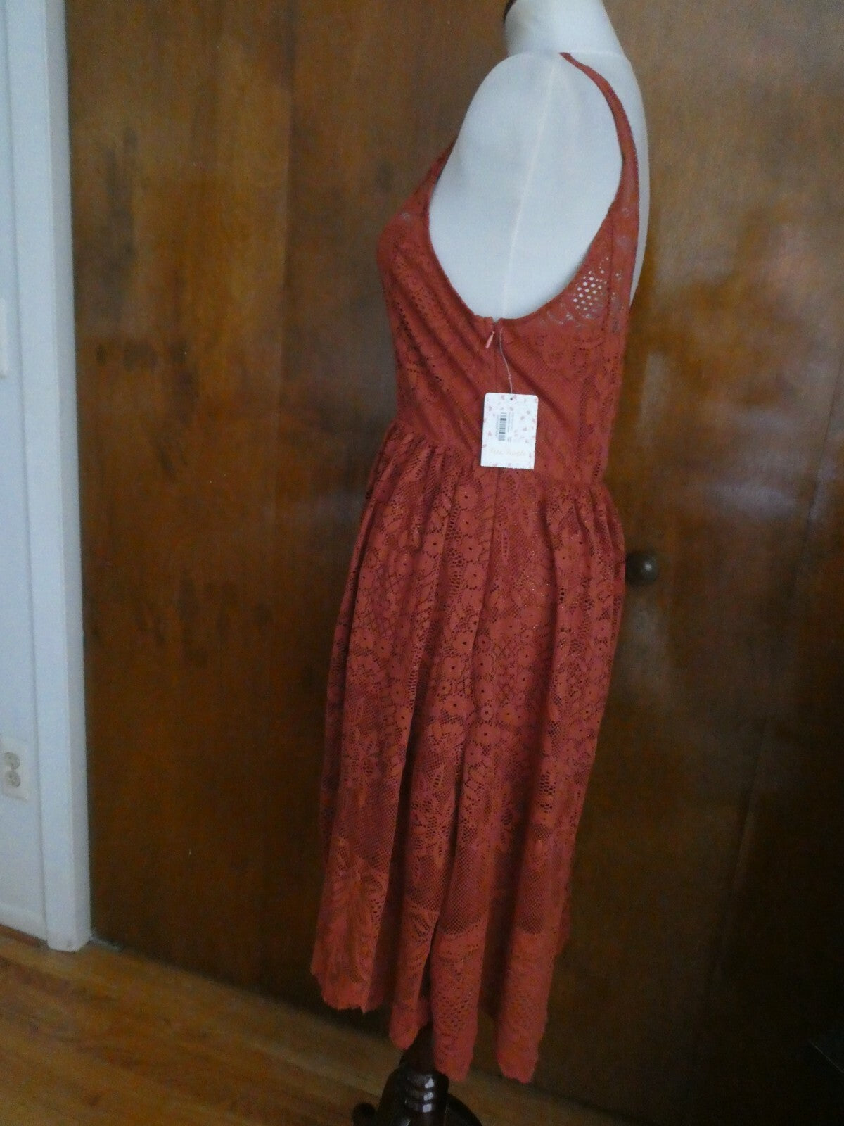 Free People women’s terracotta stylish lace crafted lined evening dress 12