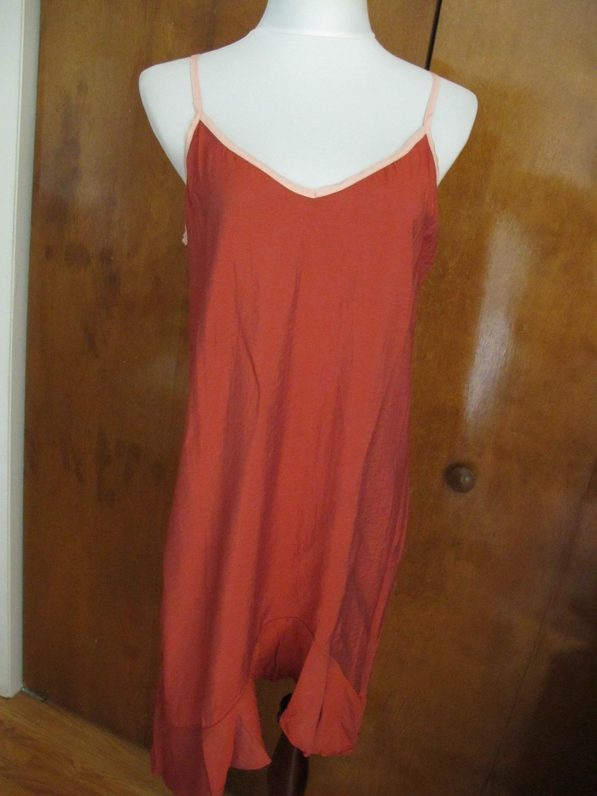  Anthropologie Lacausa Women’s Orange Detailed Asymmetrical Ruffle dress