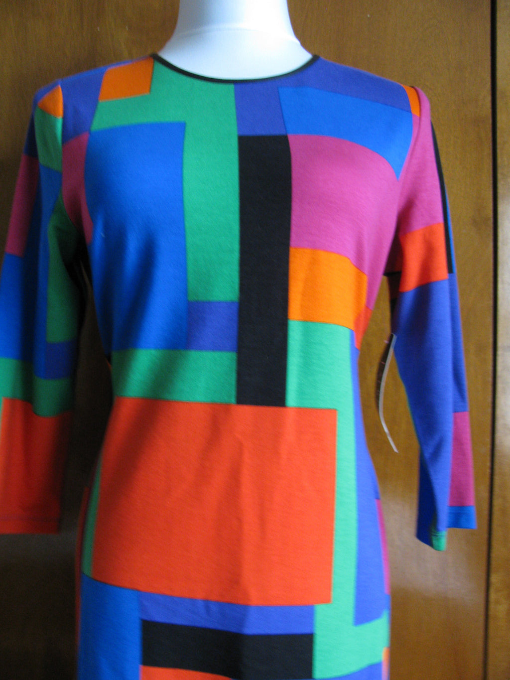 Ralph Lauren Women's Multicolored Crewneck 3/4 Sleeves Dress