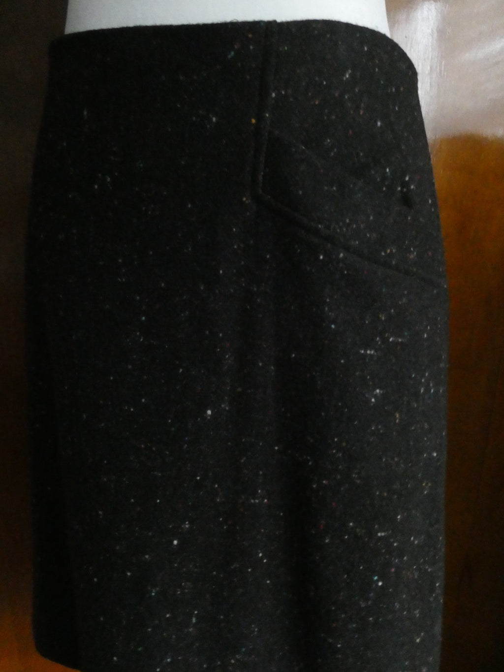 Theory Women Anorel Black Multi Virgin Wool Detailed Size 12 Skirt $265