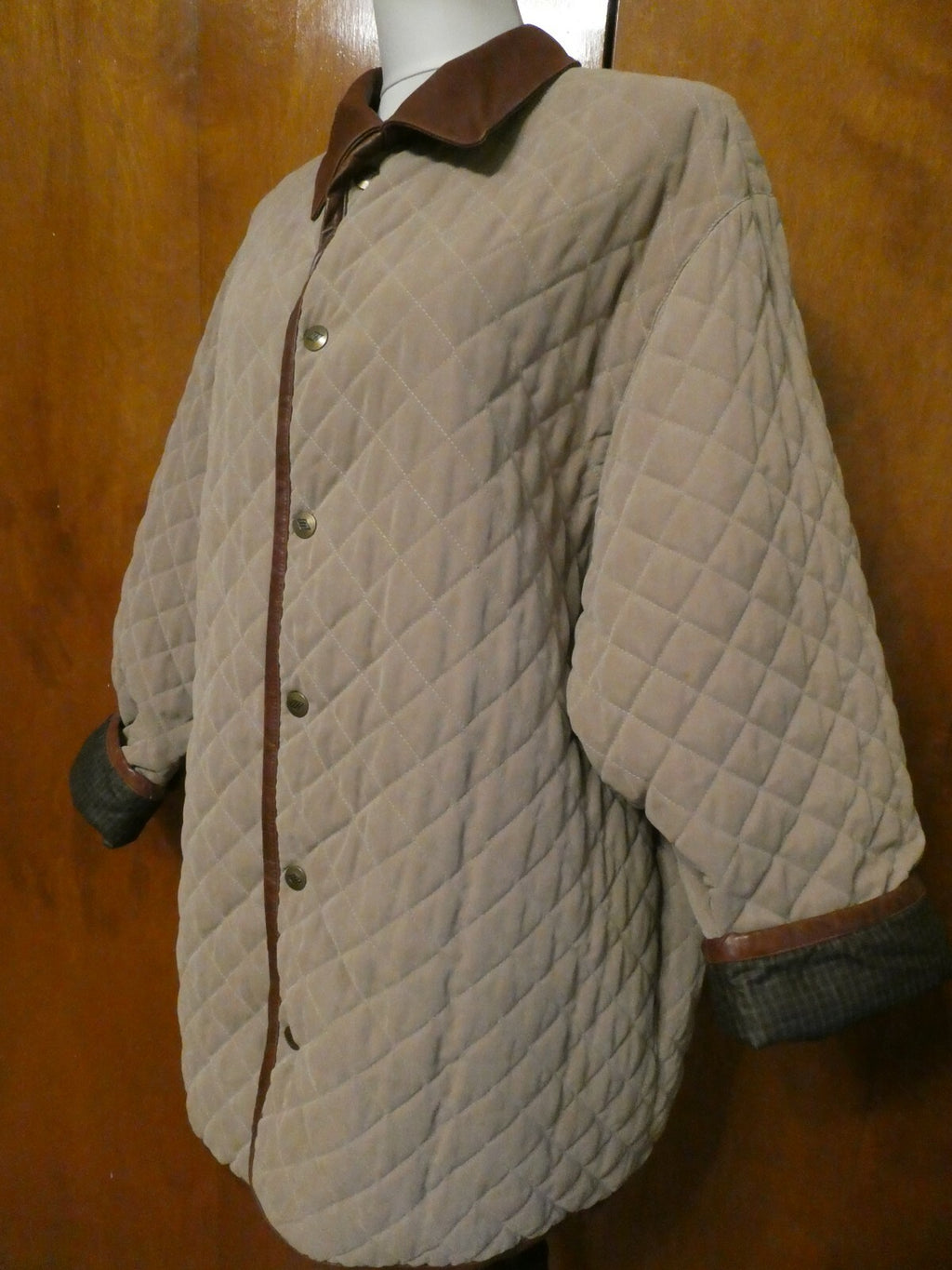 Joseph Abboud Women's Beige/Multicolor Reversible Jacket Coat Large