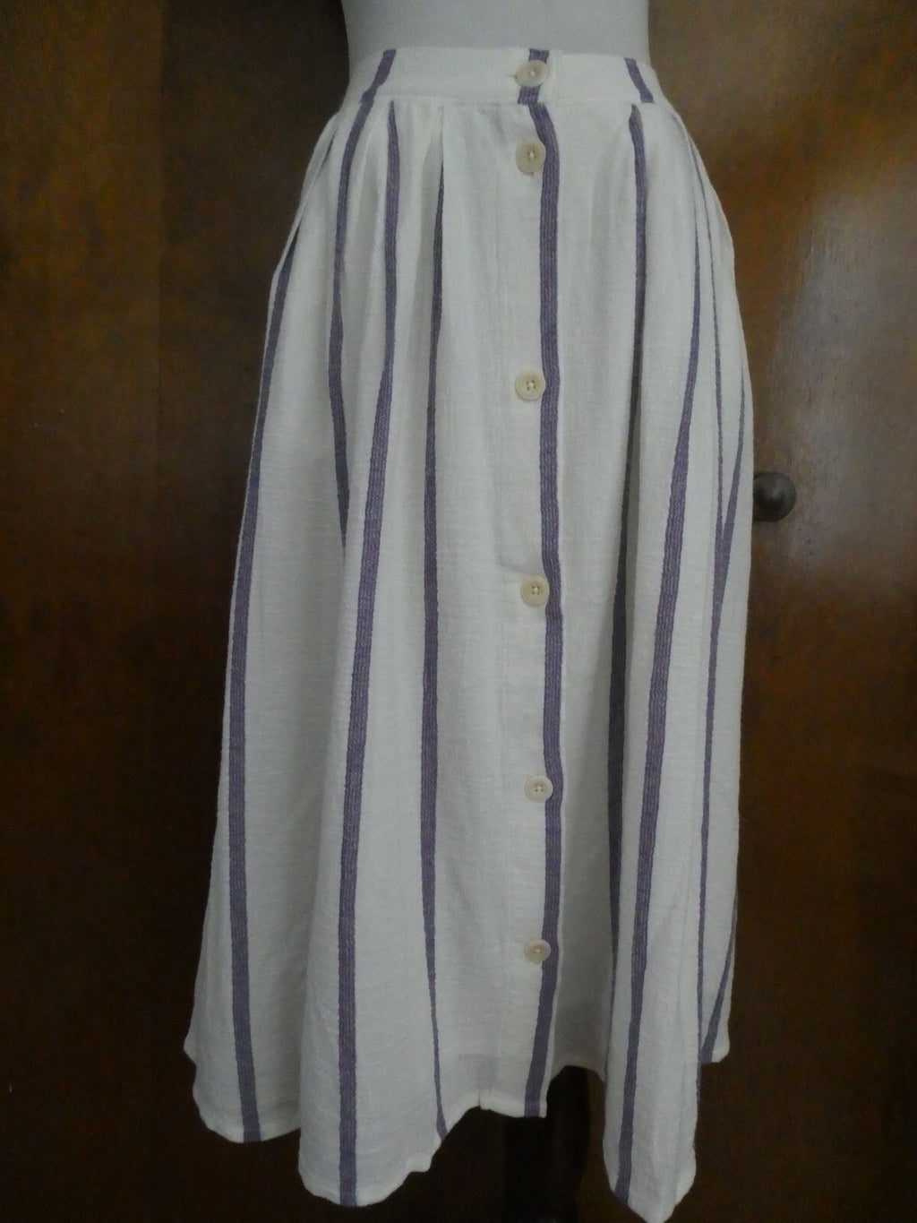 Lucky Brand women's off white full lined pleated pockets buttons skirt small