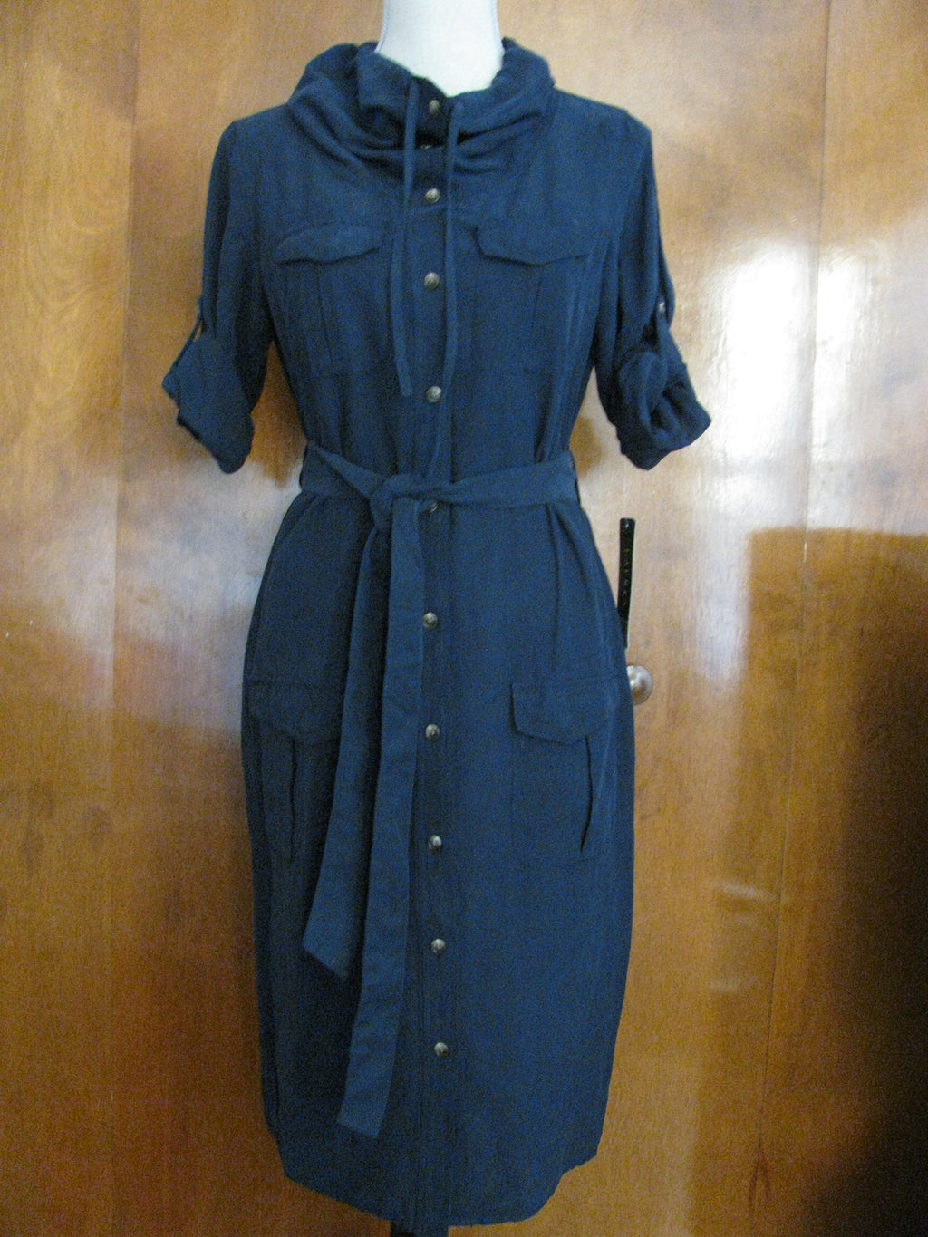 Lauren Ralph Lauren women's navy silk linen dress new Size 4