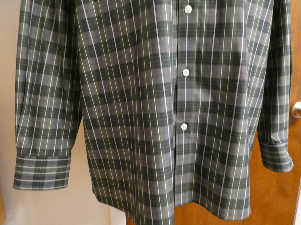 Nordstrom Men Shop Classic XXL Green Plaid Shirt Cotton Wrinkle-Free Classic Fit