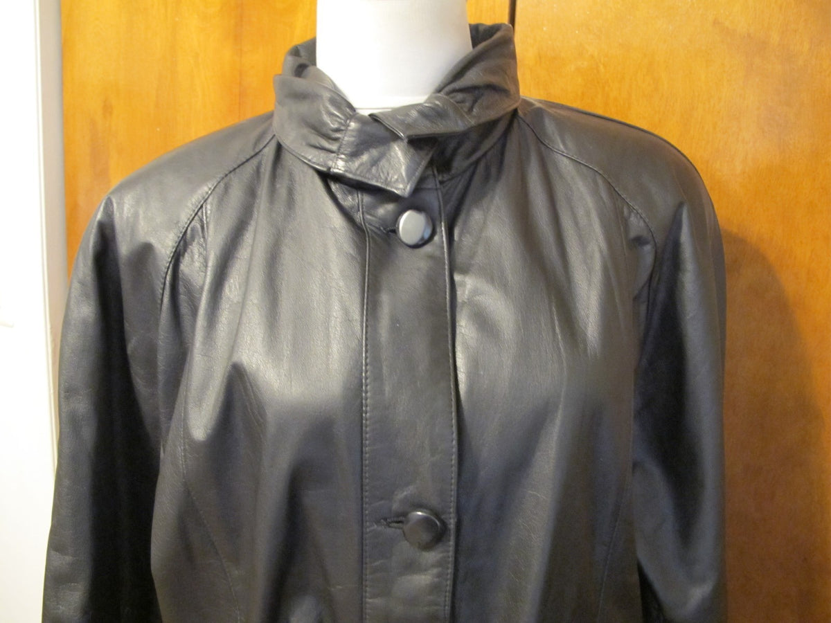 Pelle New York Milano Women's Black Real Genuine Leather Jacket Coat Medium 
