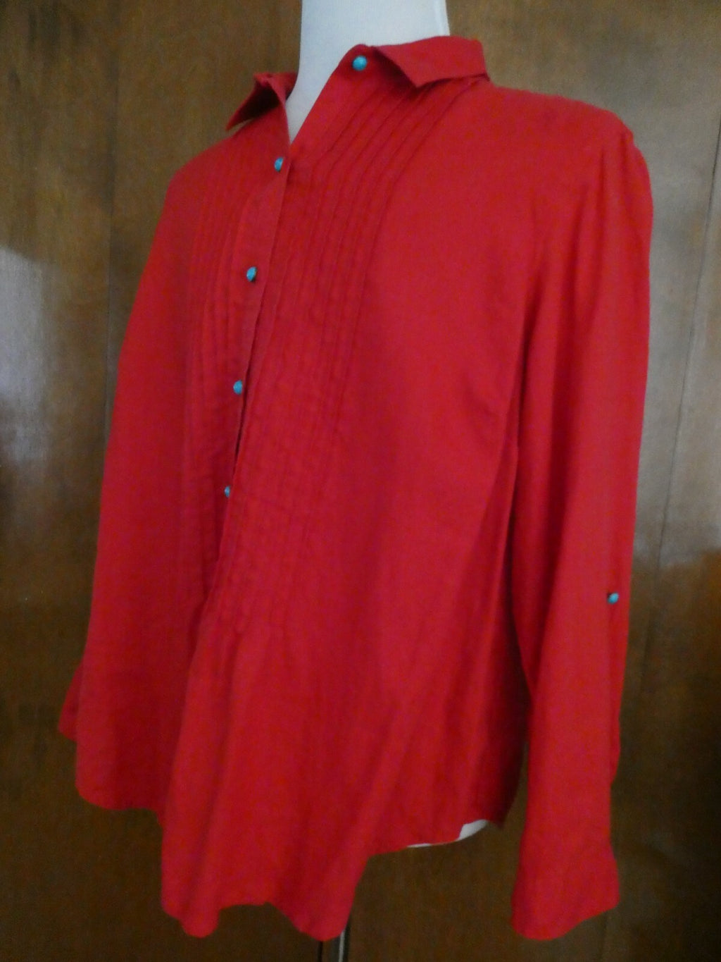 Jones New York Sport Woman 100% linen red long sleeves stylish top