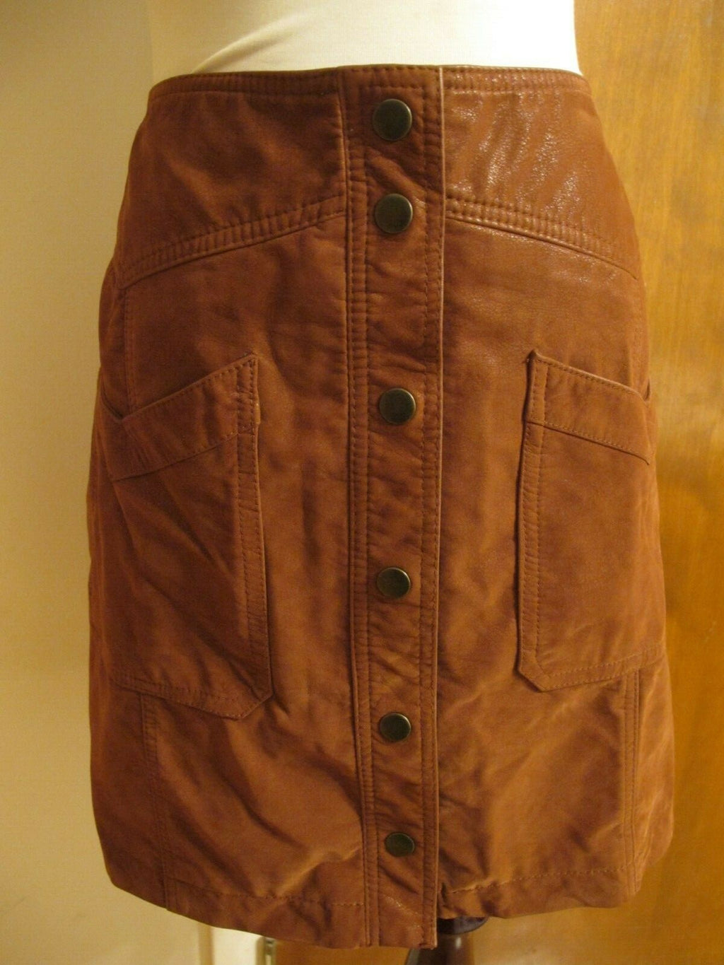 NWT Women's Free People Brown Rayon Lined Mini Skirt Size 12