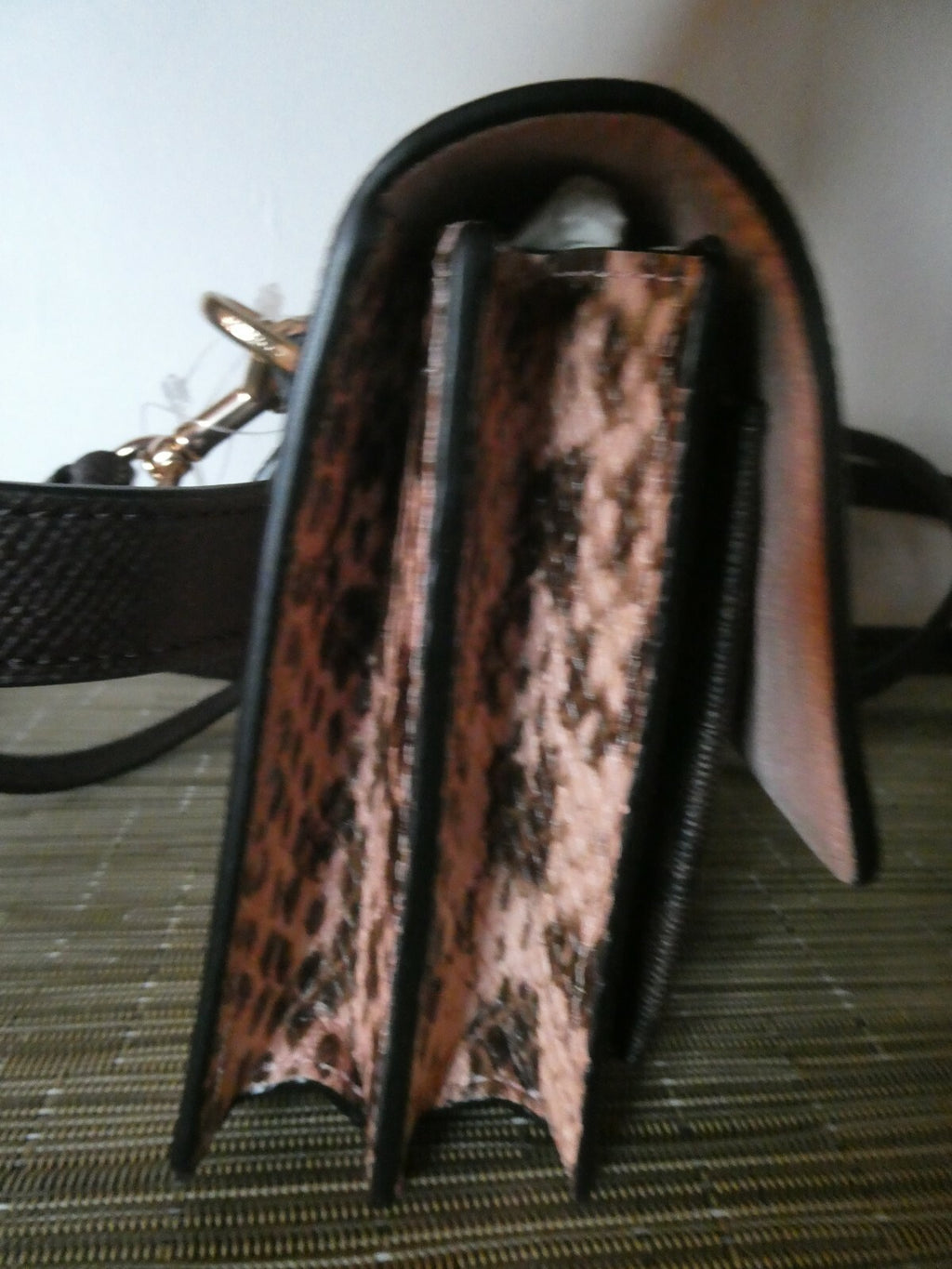 COACH Foldover Crossbody Belt Bag Signature Canvas Brown/Shel Pink Style C7618