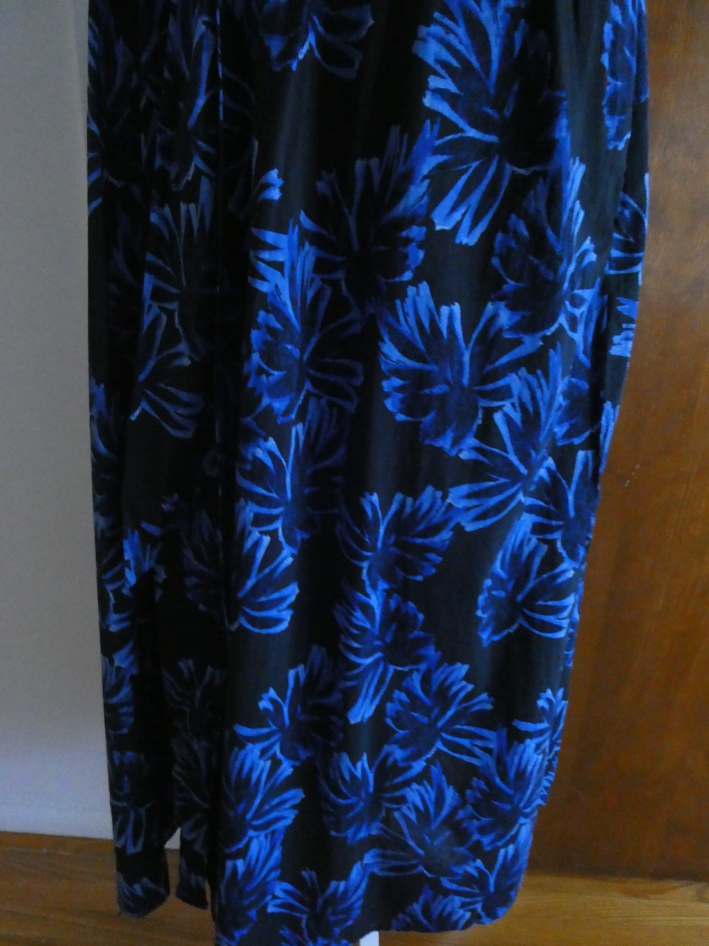  Who What Wear Dress XL Black Blue Floral Ruffle Puff Sleeve Button Front Cotton
