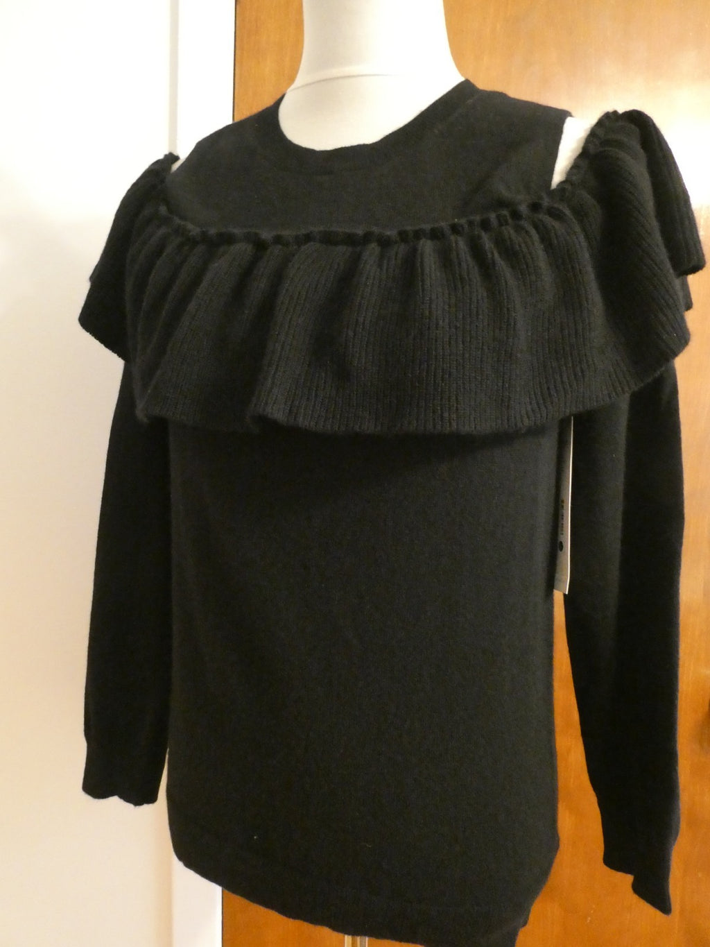 Aqua Cashmere Cold-Shoulder Ruffle Sweater from Bloomingdale's Retail Value $198