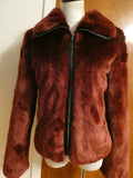 Express Cozy Faux Fur Coat with faux leather trim size small