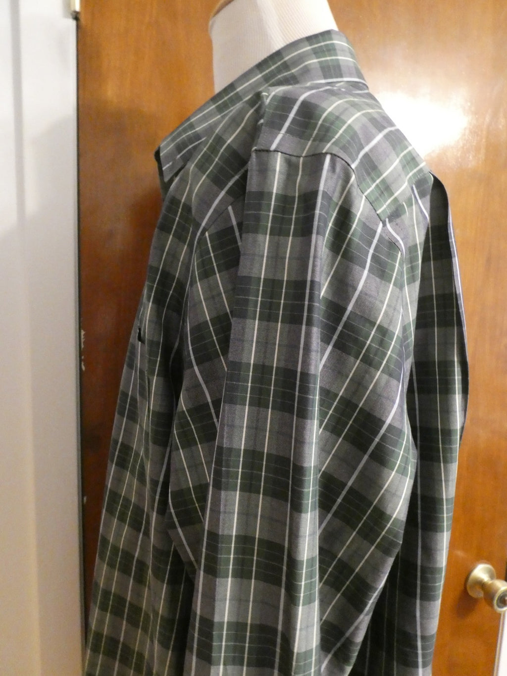 Nordstrom Men Shop Classic XXL Green Plaid Shirt Cotton Wrinkle-Free Classic Fit