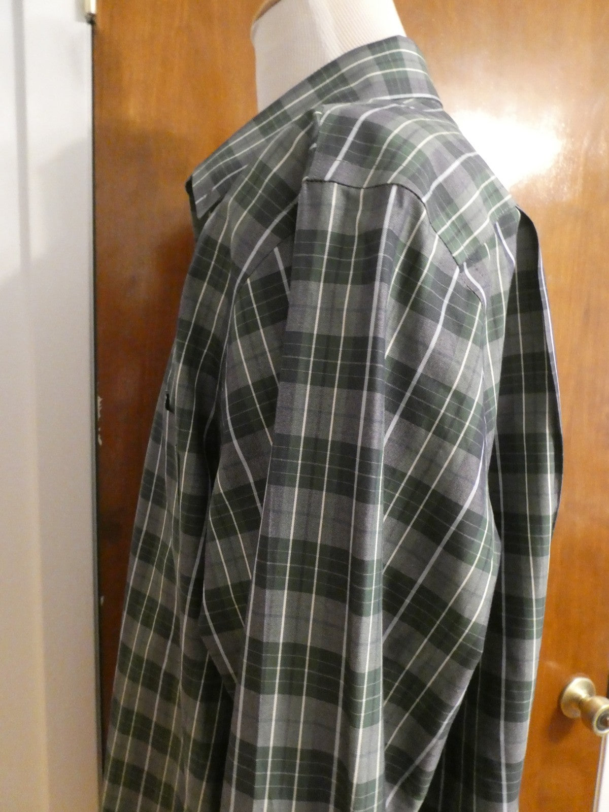 Nordstrom Men Shop Classic XXL Green Plaid Shirt Cotton Wrinkle-Free Classic Fit