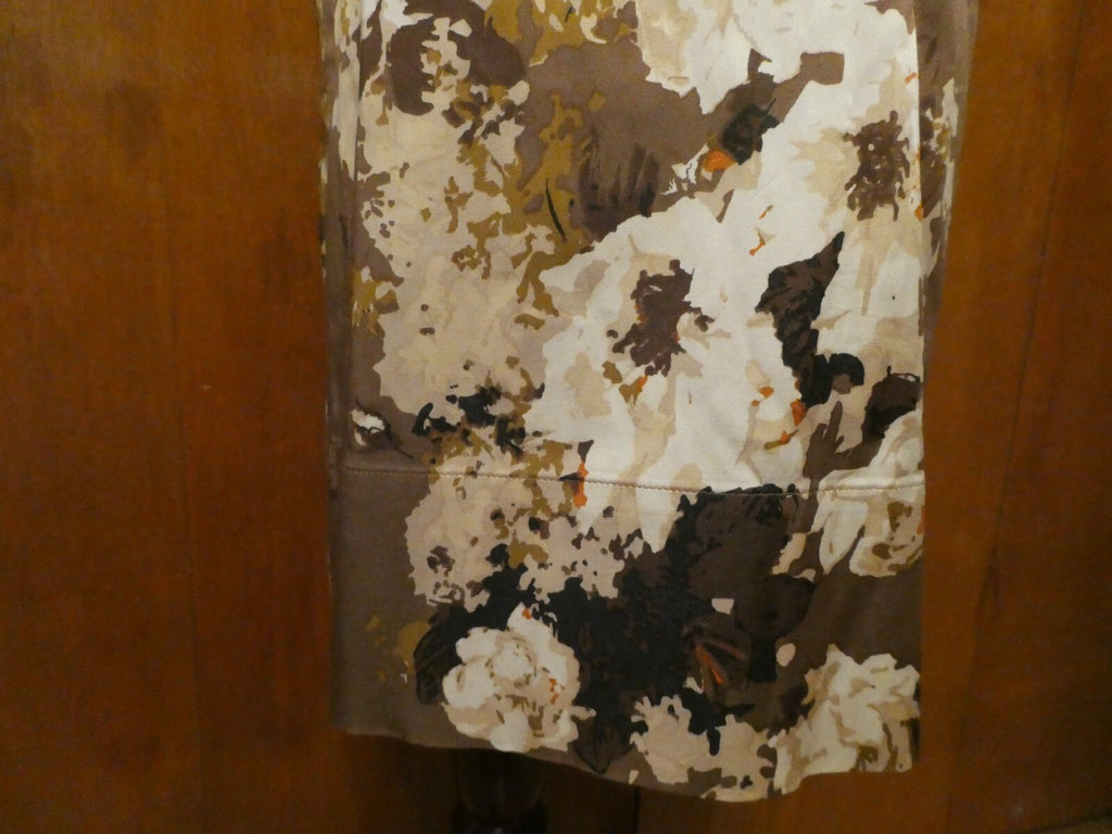 Talbots Women’s Floral Pleated Skirt Brown Cream Knee Length Size 6