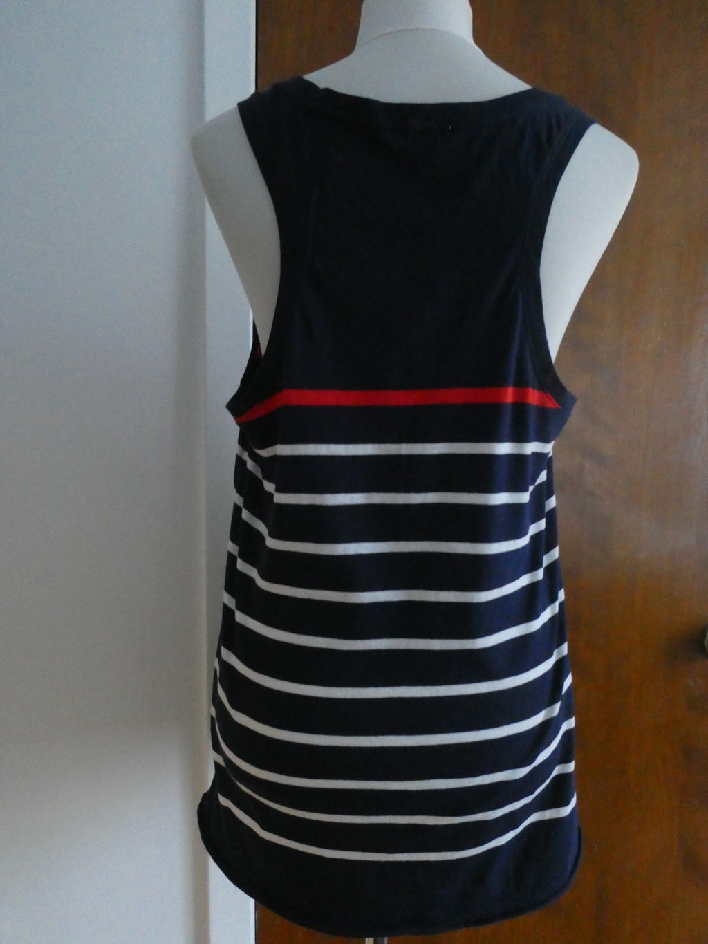 Gap Women’s Navy-Blue Striped Tank Top Red Stripe Sleeveless Cotton Large NWT