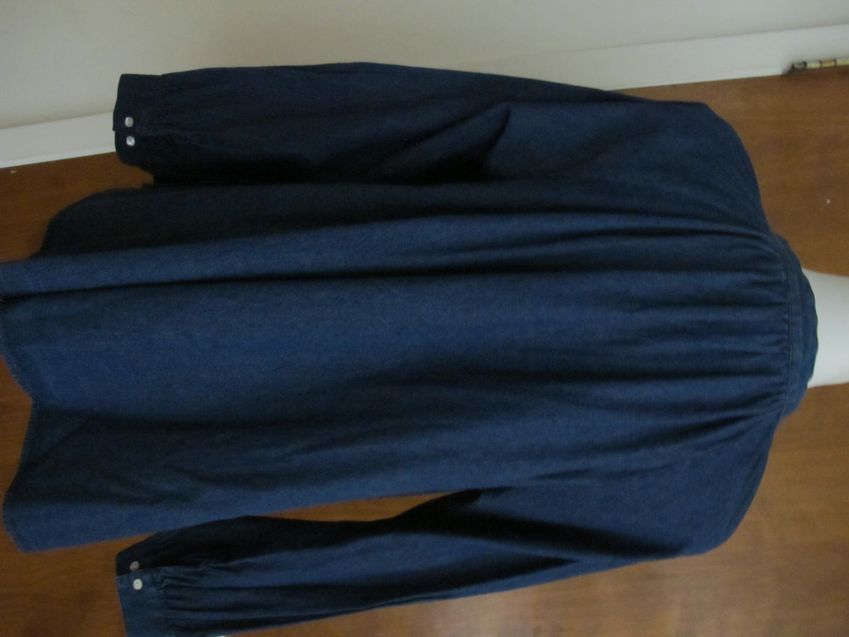 Anthropologie women's denim blue detailed embroidered A-line tunic top  New