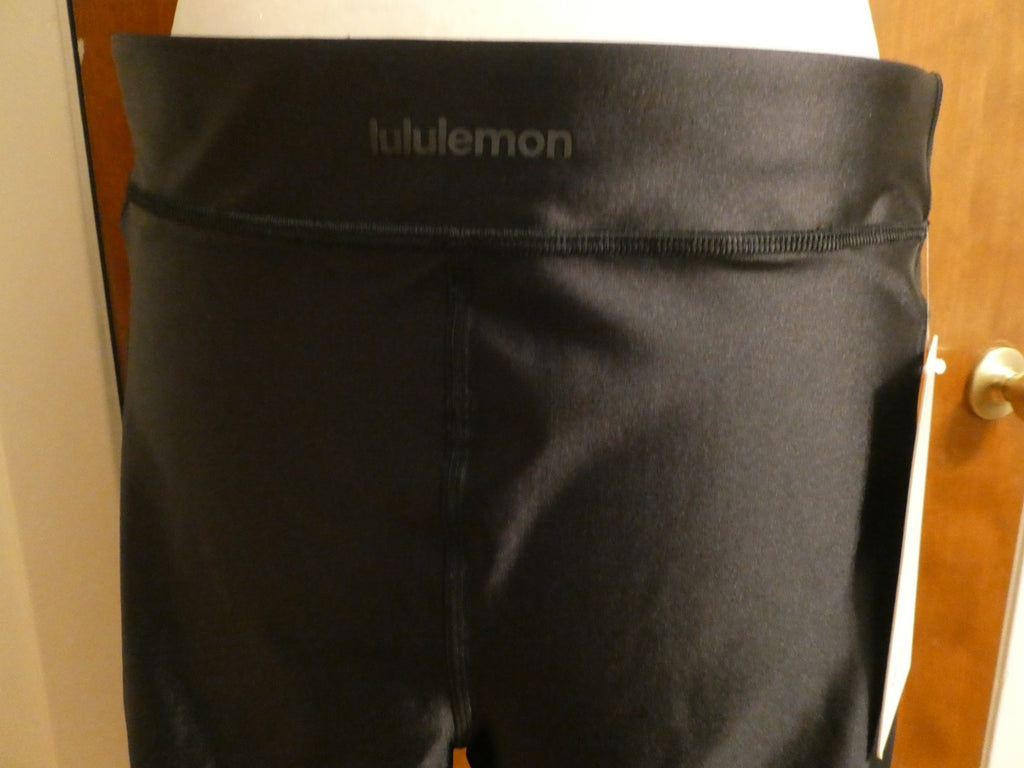 Lululemon Satin Shine Panelled HR Short 8" Wordmark Black Size 14 NWT