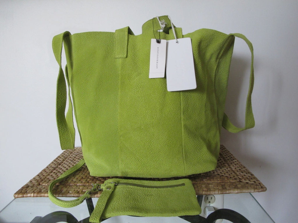 Anthropologie Lumi Women's Shoulder Bag Lime Genuine Leather