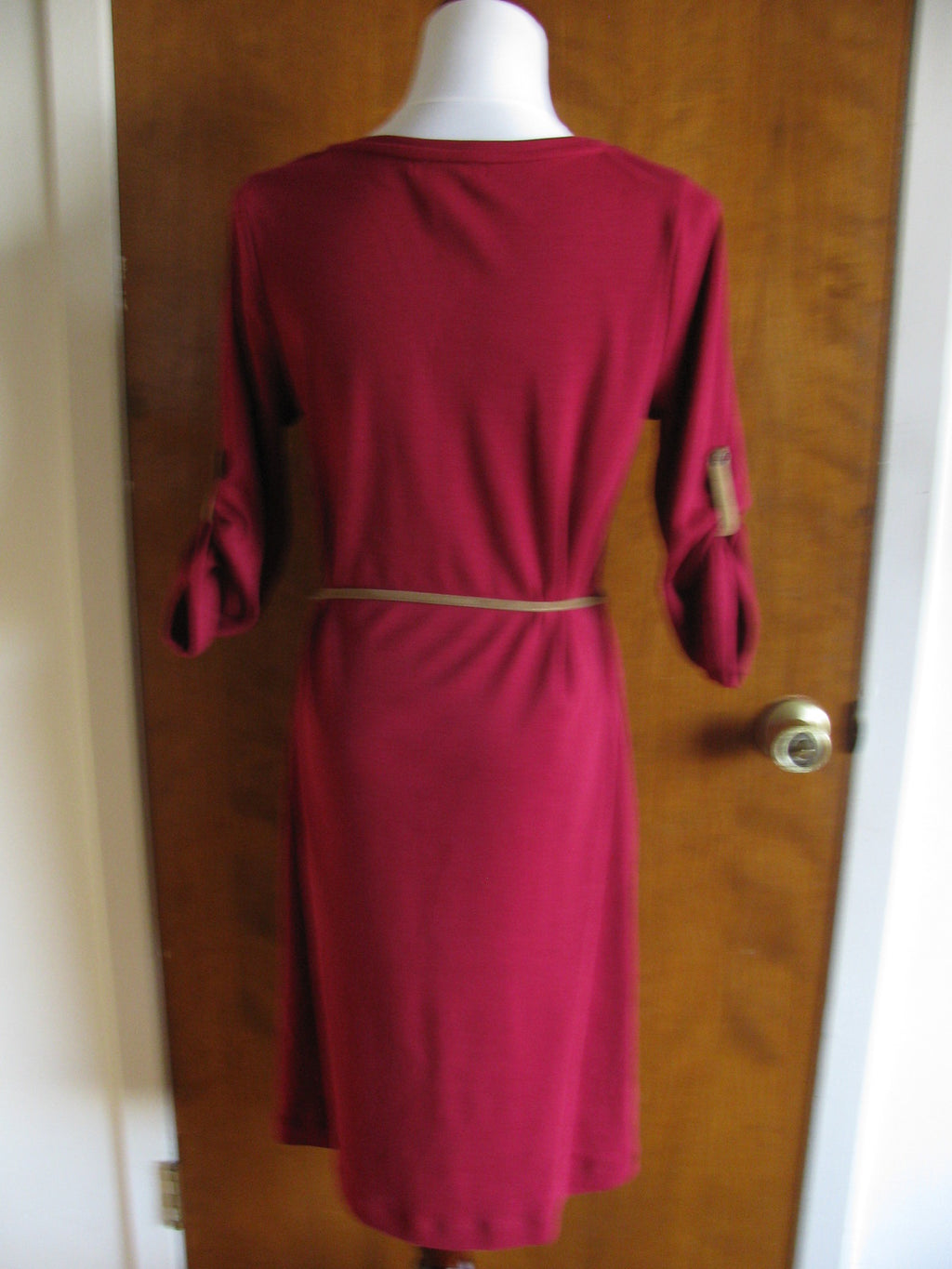 Lauren Ralph Lauren women's burgundy belted new dress size Large