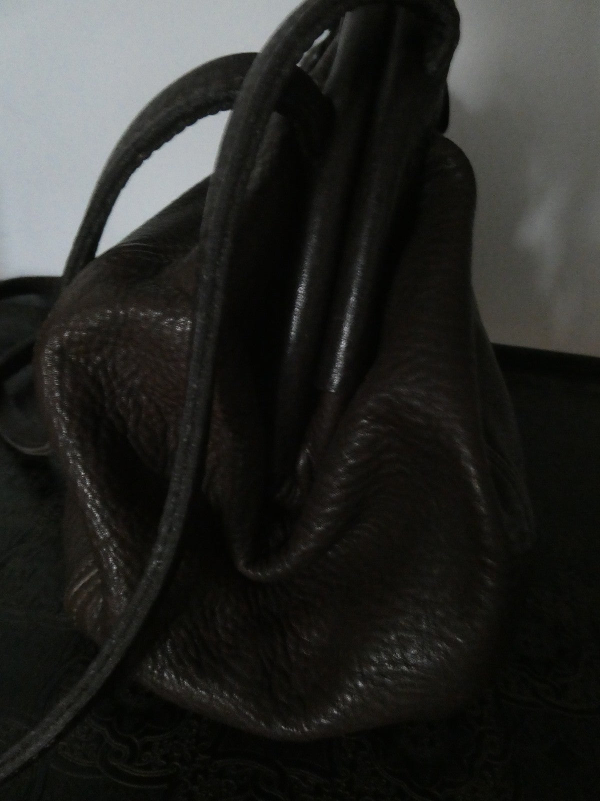 Vintage AMANN Brown Genuine Leather Shoulder Crossbody Bag Large 12x8x5 "1990s"