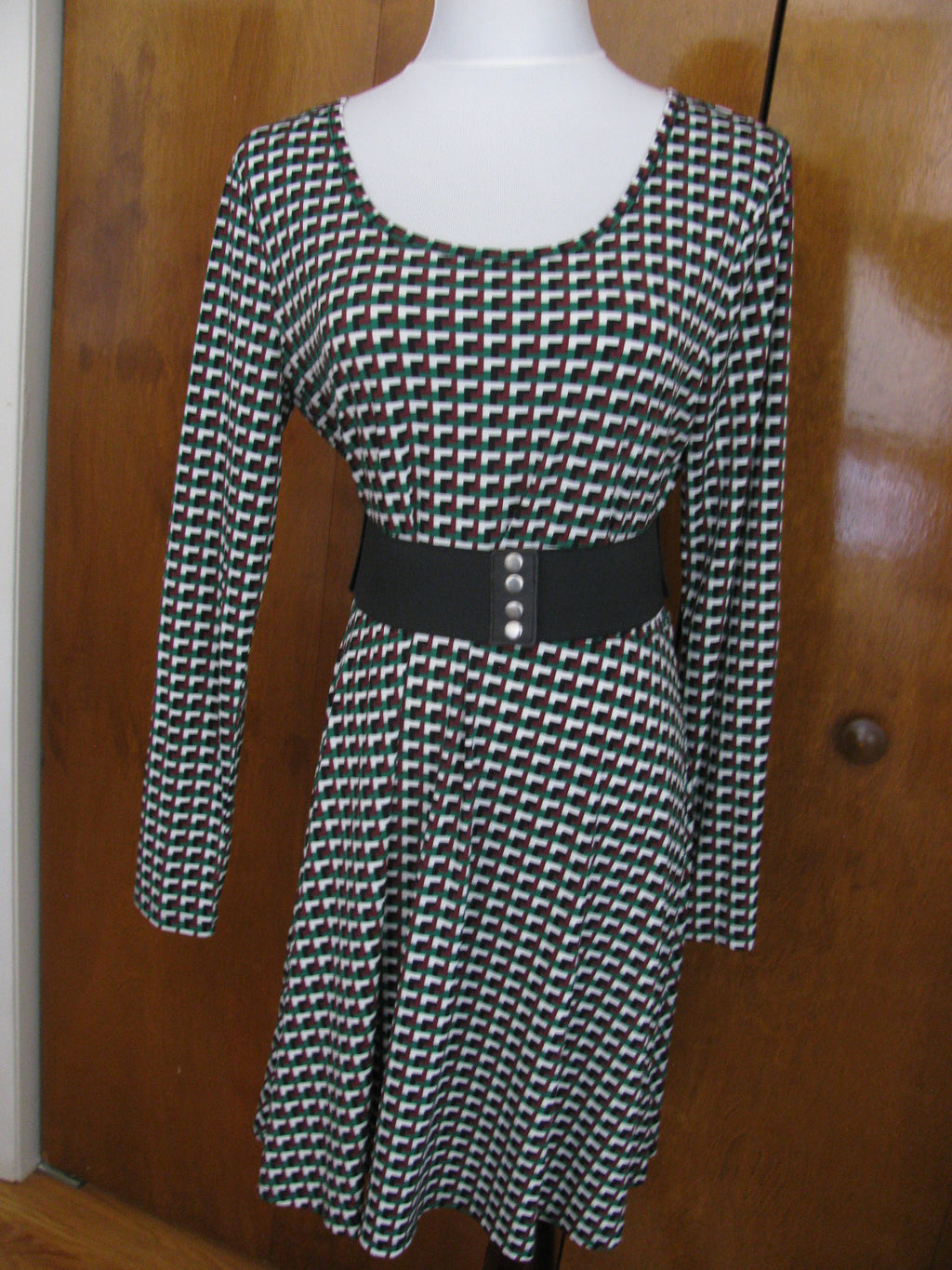 Michael Kors Womens Palmeto Green Geo Print Fit And Flare Dress New