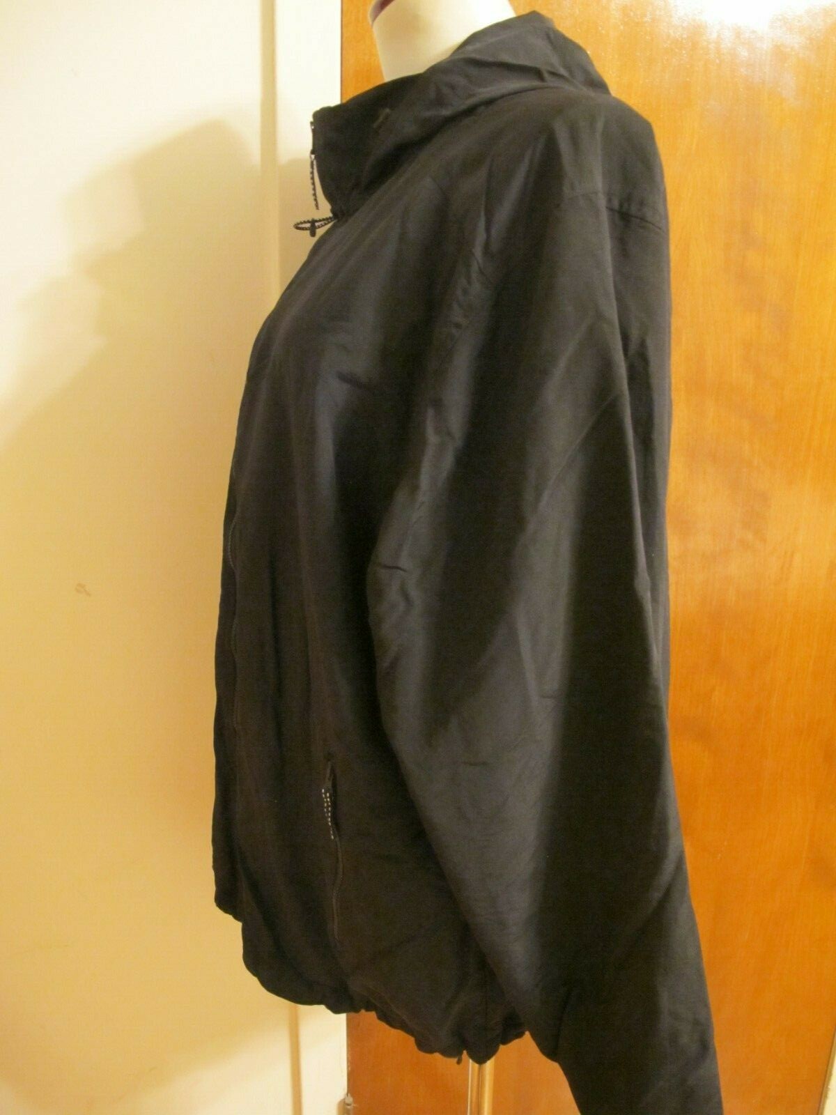 Lands' End Men's Nylon Coat Jacket Black Fleece Lining Size XL 46-48