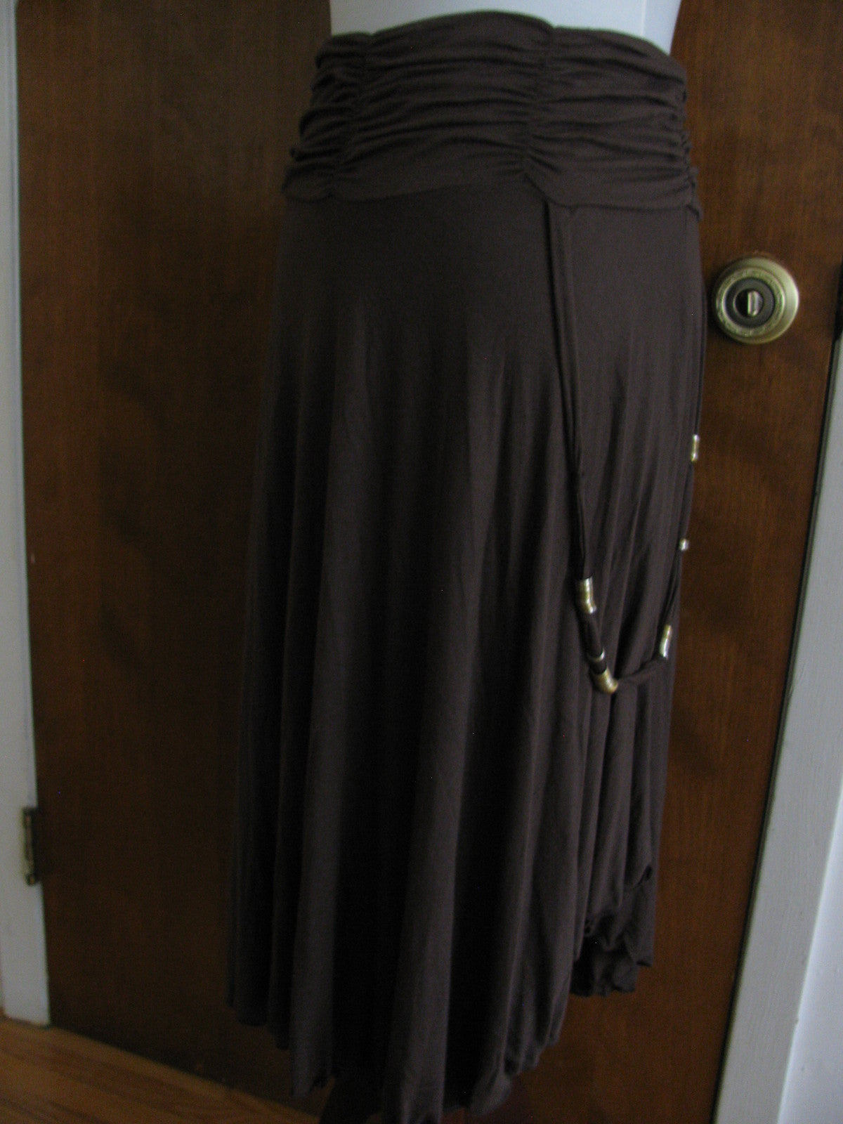 BCBGeneration Women's Brown Rayon Detailed Skirt/StrapTop Large 