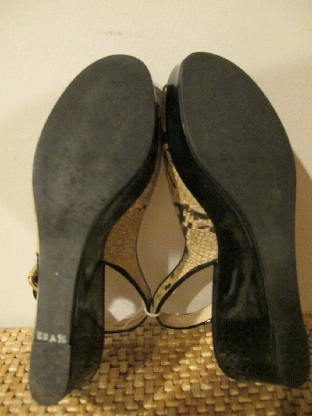 Michael Kors Black Ankle Strappy Wedge Heels Shoes Sandals Peep Toe Women's 10 M