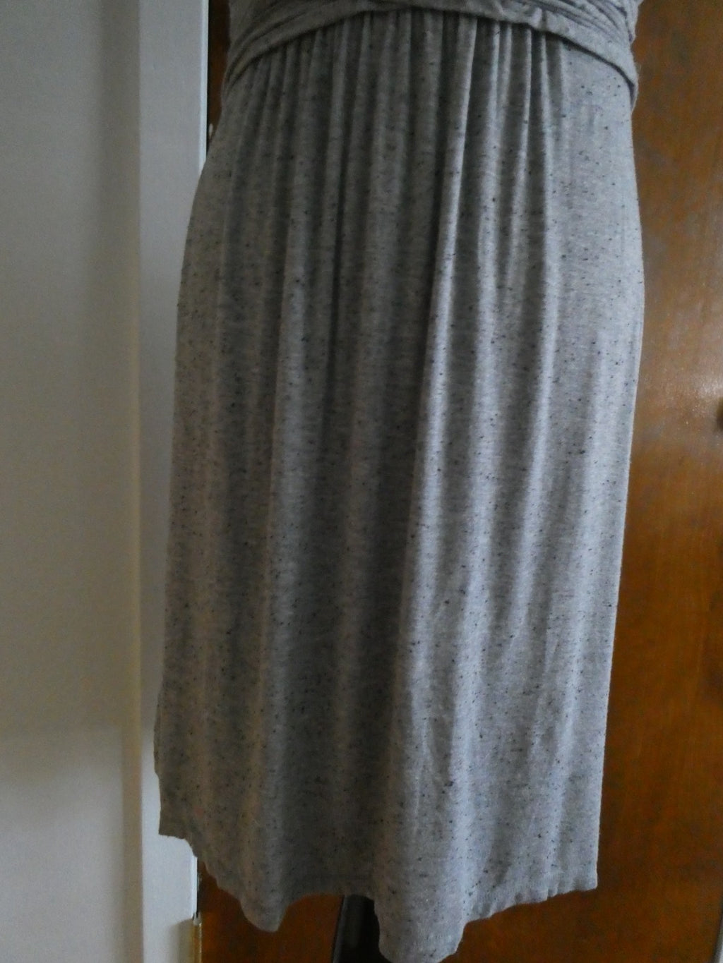 Max Studio women knit jersey dress heather gray with black flecks, featuring L