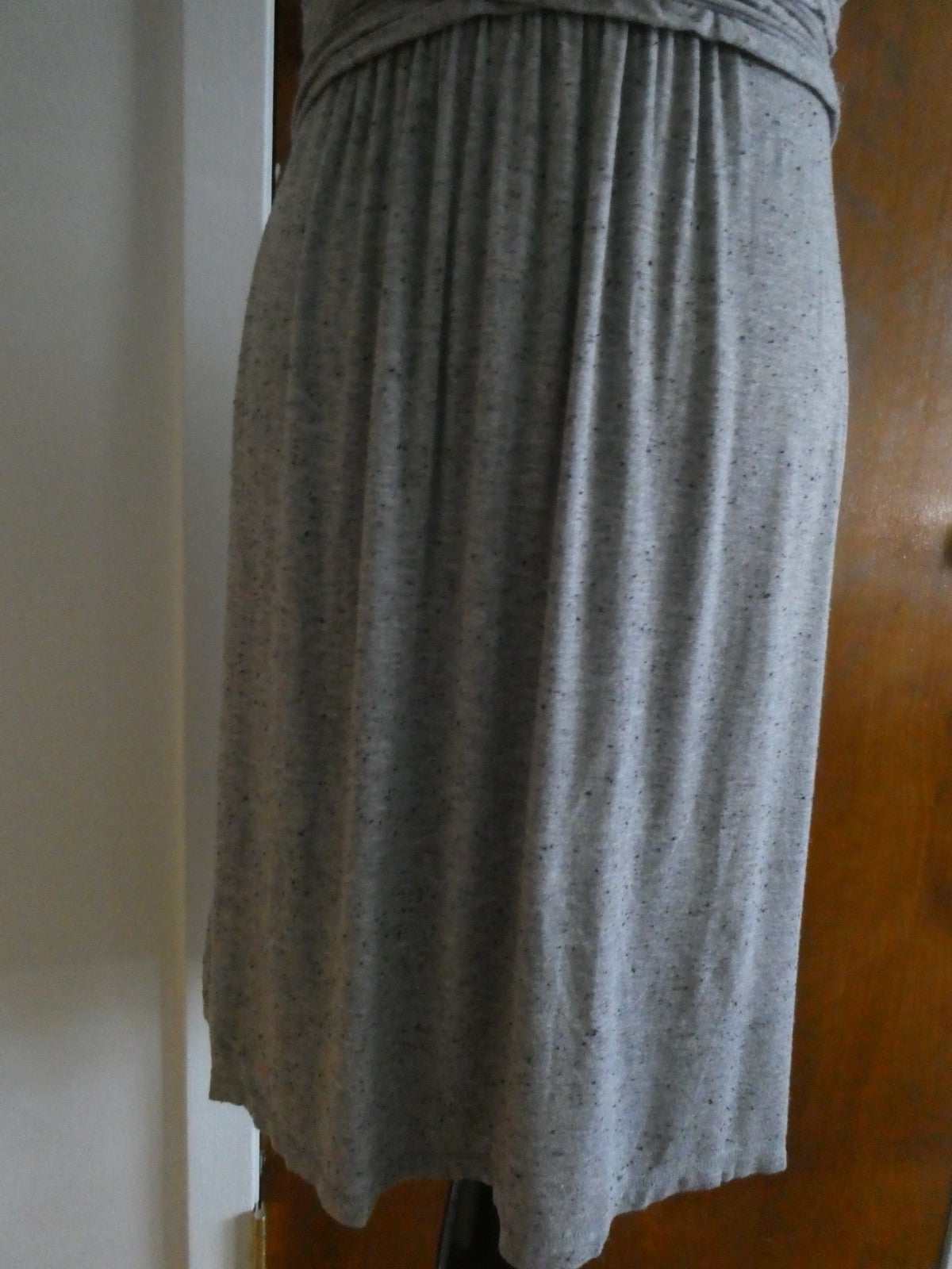 Max Studio women knit jersey dress heather gray with black flecks, featuring L