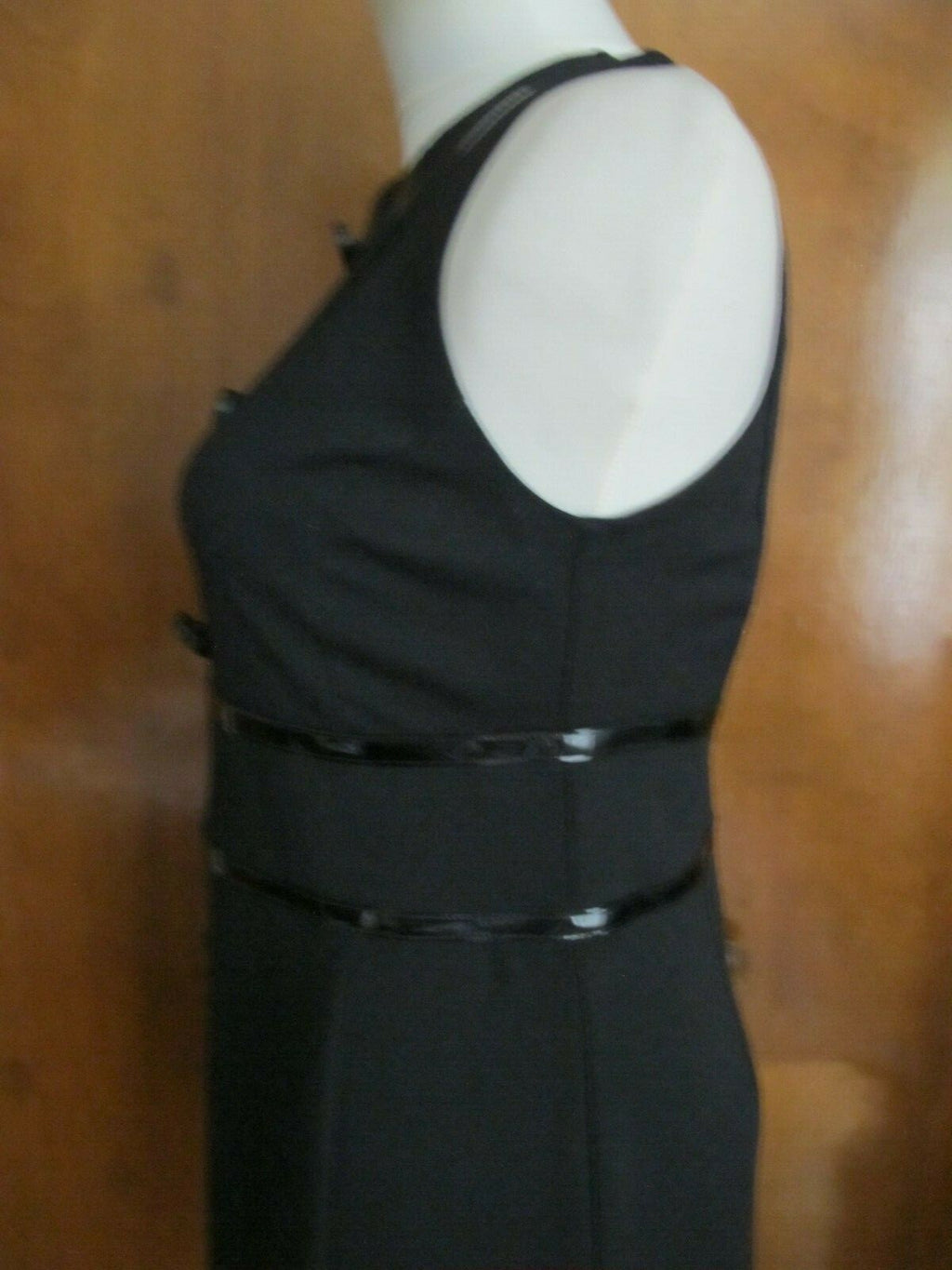 Michael Kors Black Faux-Leather Trim Lined Dress Size 2