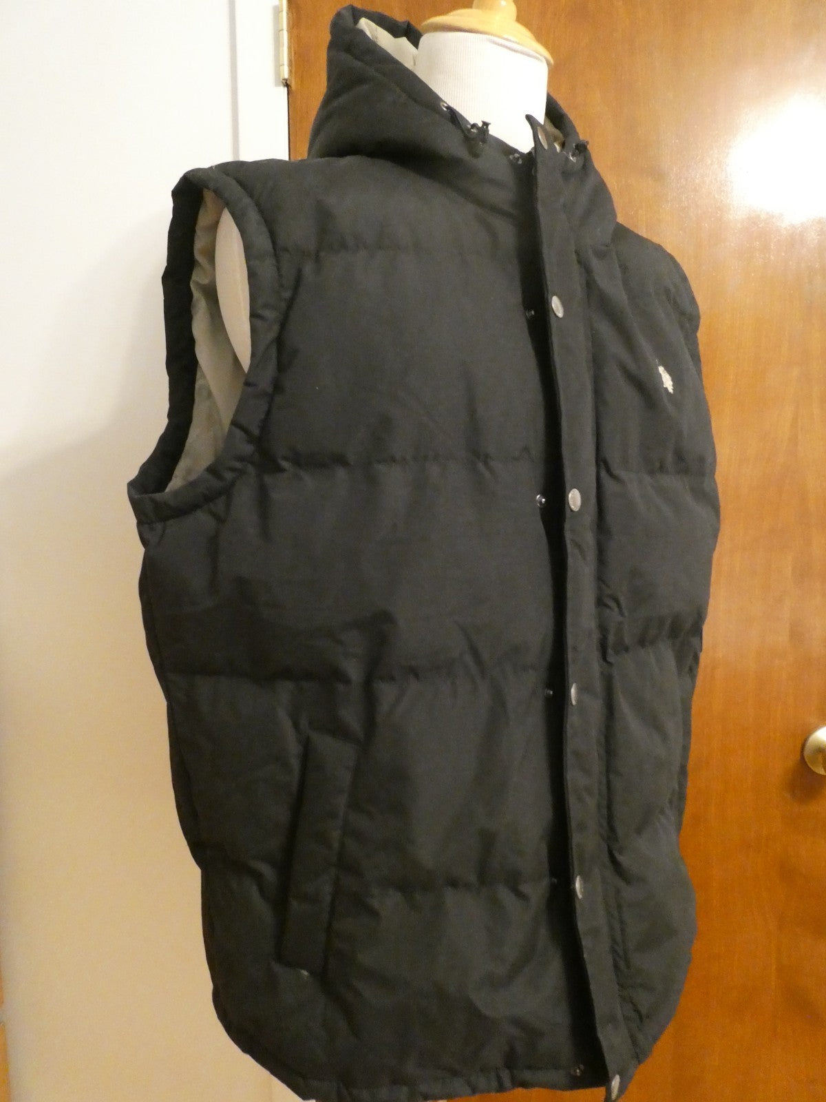 U.S. Polo Assn. Men's Full Zip Puffer Winter Vest Jacket black hood Size XXL