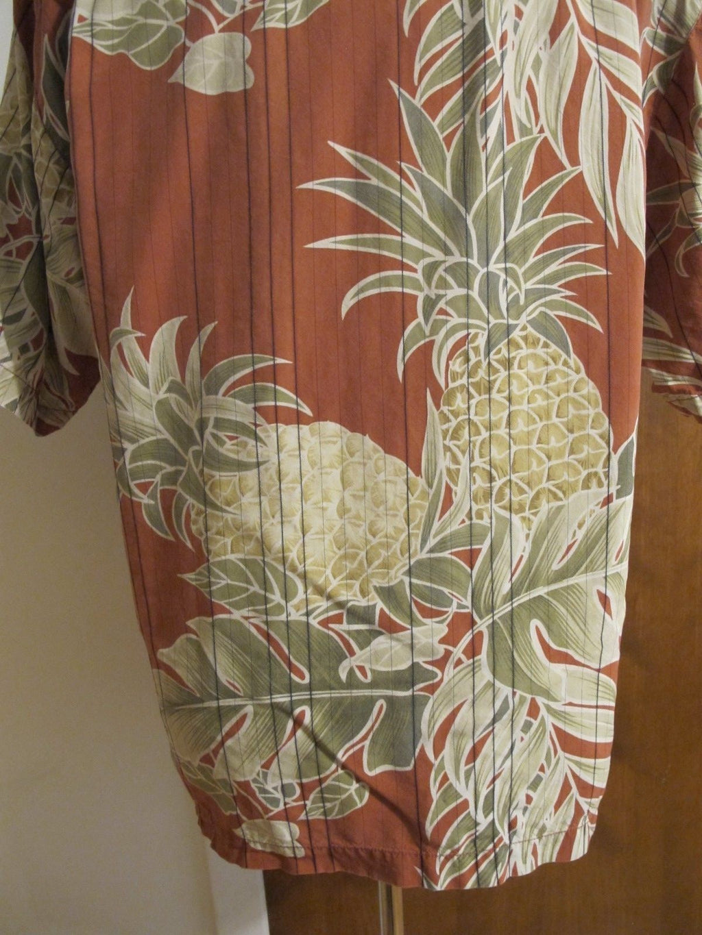 Tommy Bahama Men's Pre-Owned Silk Multi Color Pineapple Print Brown Shirt Large 