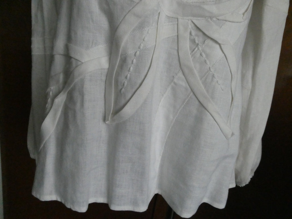Joseph A. women's 100% linen white stylish detailed tunic top size 8