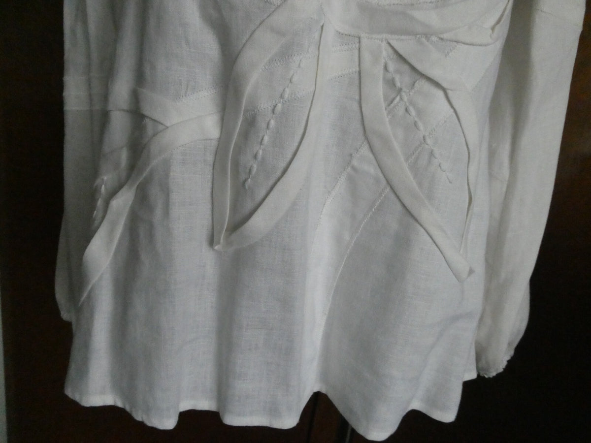 Joseph A. women's 100% linen white stylish detailed tunic top size 8