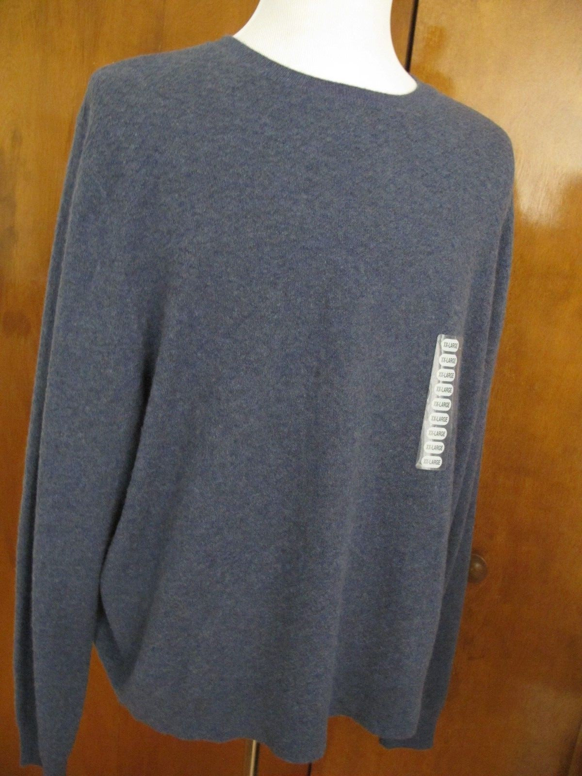Bloomingdales men's dusty blue cashmere detailed crewneck sweater XXL NWT 