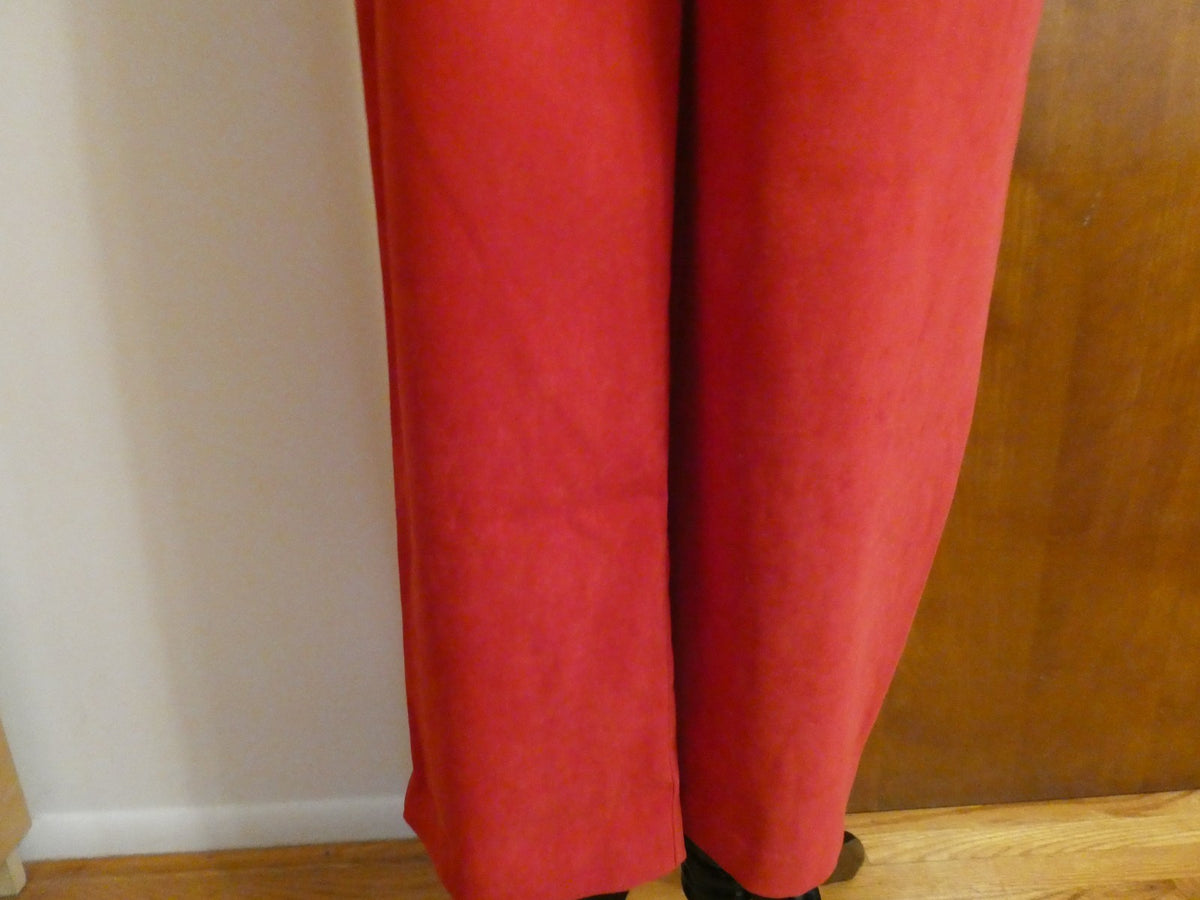 JM Collection Women's Pants Red Pull-On Elastic Back Waist Straight Leg Size 12