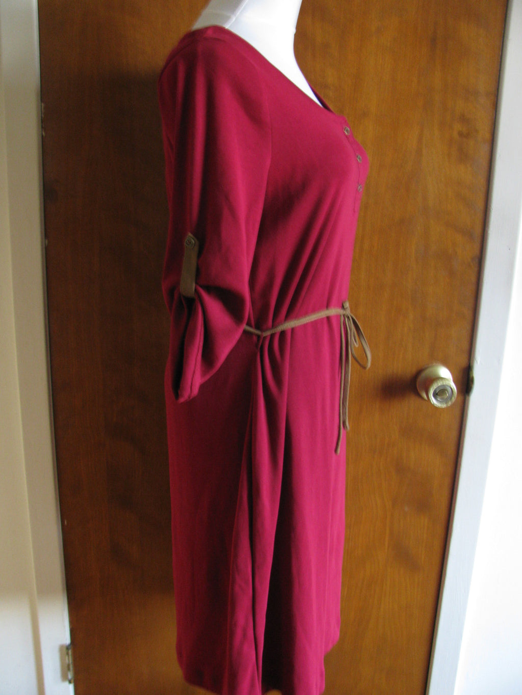 Lauren Ralph Lauren women's burgundy belted new dress size Large